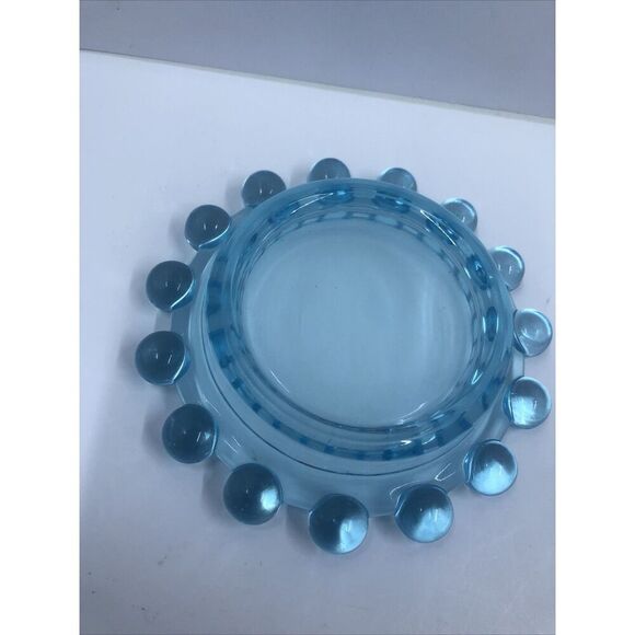 Imperial Candlewick Elegant Glass Aqua Blue Round Ashtray Dish tray 4"/ Trinket - Picture 8 of 8
